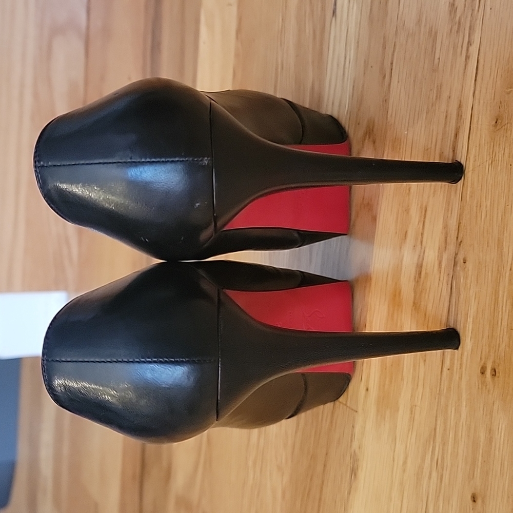INC CHRISTIAN LOUBOUTIN ⚫️ kid  leather "Bianca" 140 black  sz 36.5, +box - Picture 5 of 12
